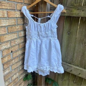 Anthropologie White Ruffled Mini Dress